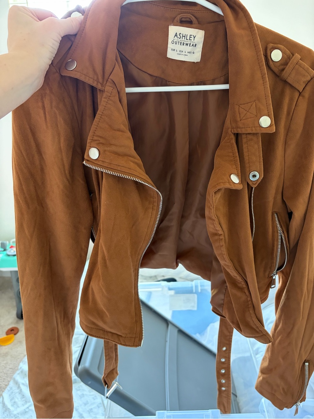 Ashley By 26 International Brown Suede Moto Jacket